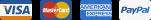 Visa, Mastercard, AmEx, PayPal accepted