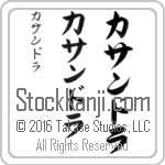 The Name Cassandra in Japanese (when pronounced kah-san-drah) by Master Calligrapher Eri Takase Copyright Takase Studios, LLC. All Rights Reserved.