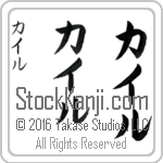 The Name Kyle in Japanese (when pronounced kiel) by Master Calligrapher Eri Takase Copyright Takase Studios, LLC. All Rights Reserved.