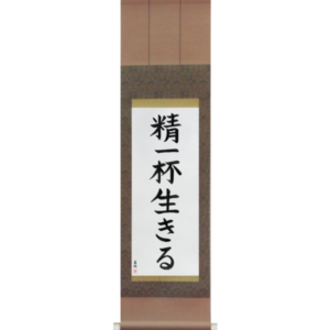 Japanese Scroll of Live Life (seiippai ikiru) in a block font (vb4a) by Master Japanese Calligrapher Eri Takase