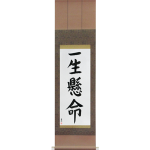 Japanese Scroll of Do One's Very Best (isshoukenmei) in a block font (vb5b) by Master Japanese Calligrapher Eri Takase