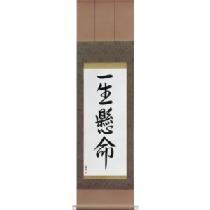 Japanese Scroll of Do One's Very Best (isshoukenmei) in a font design (vd5a) by Master Japanese Calligrapher Eri Takase