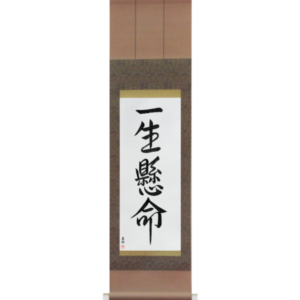 Japanese Scroll of Do One's Very Best (isshoukenmei) in a semi-cursive font (vs5a) by Master Japanese Calligrapher Eri Takase
