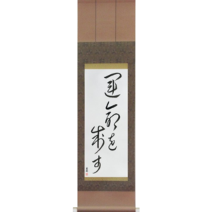 Japanese Scroll of I Control My Destiny (unmei wo seisu) in a cursive font (vc5a) by Master Japanese Calligrapher Eri Takase