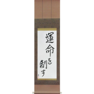 Japanese Scroll of I Control My Destiny (unmei wo seisu) in a semi-cursive font (vs5b) by Master Japanese Calligrapher Eri Takase